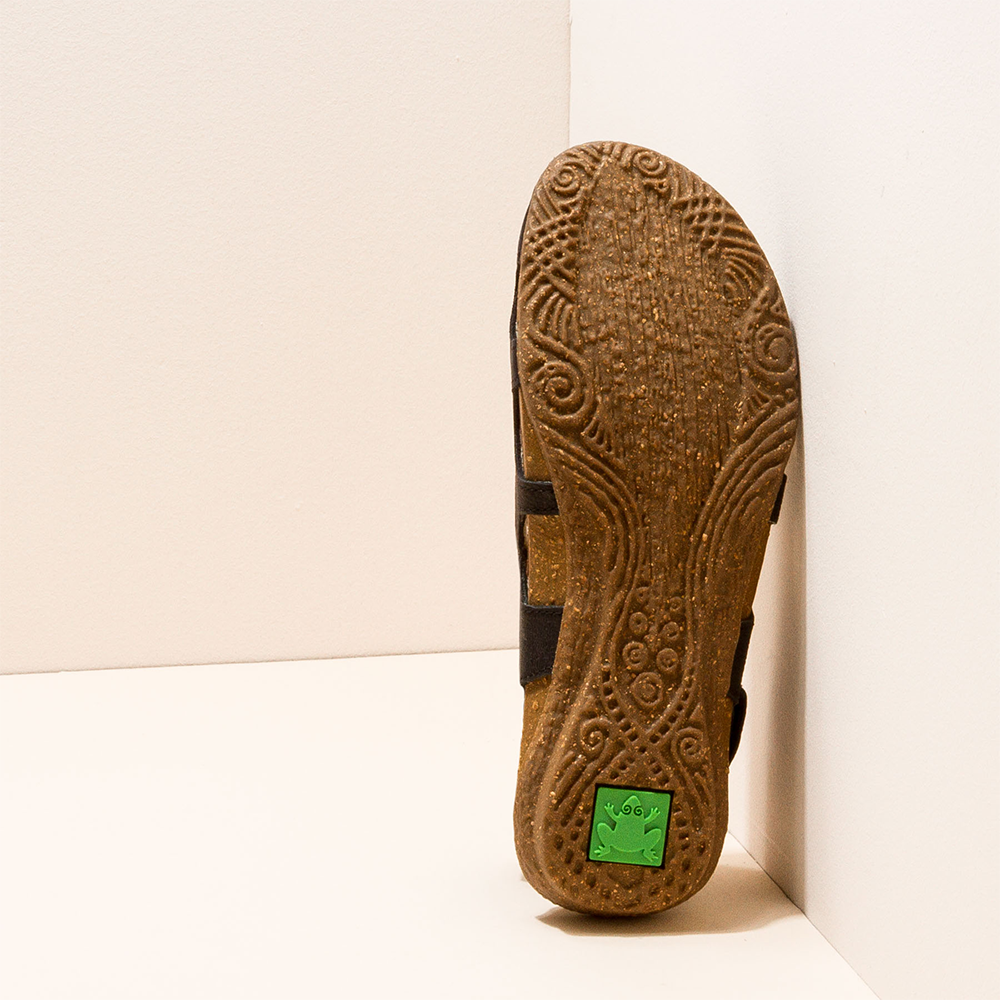 Single sole view with tribal grippy design of El Naturalista shoe