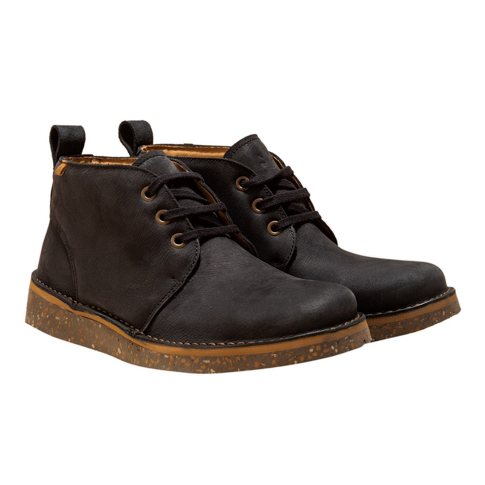 Men's lace-up black leather boots from El Naturalista shoe brand