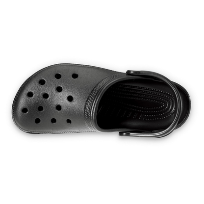 Black Croc clog with strap in sports mode