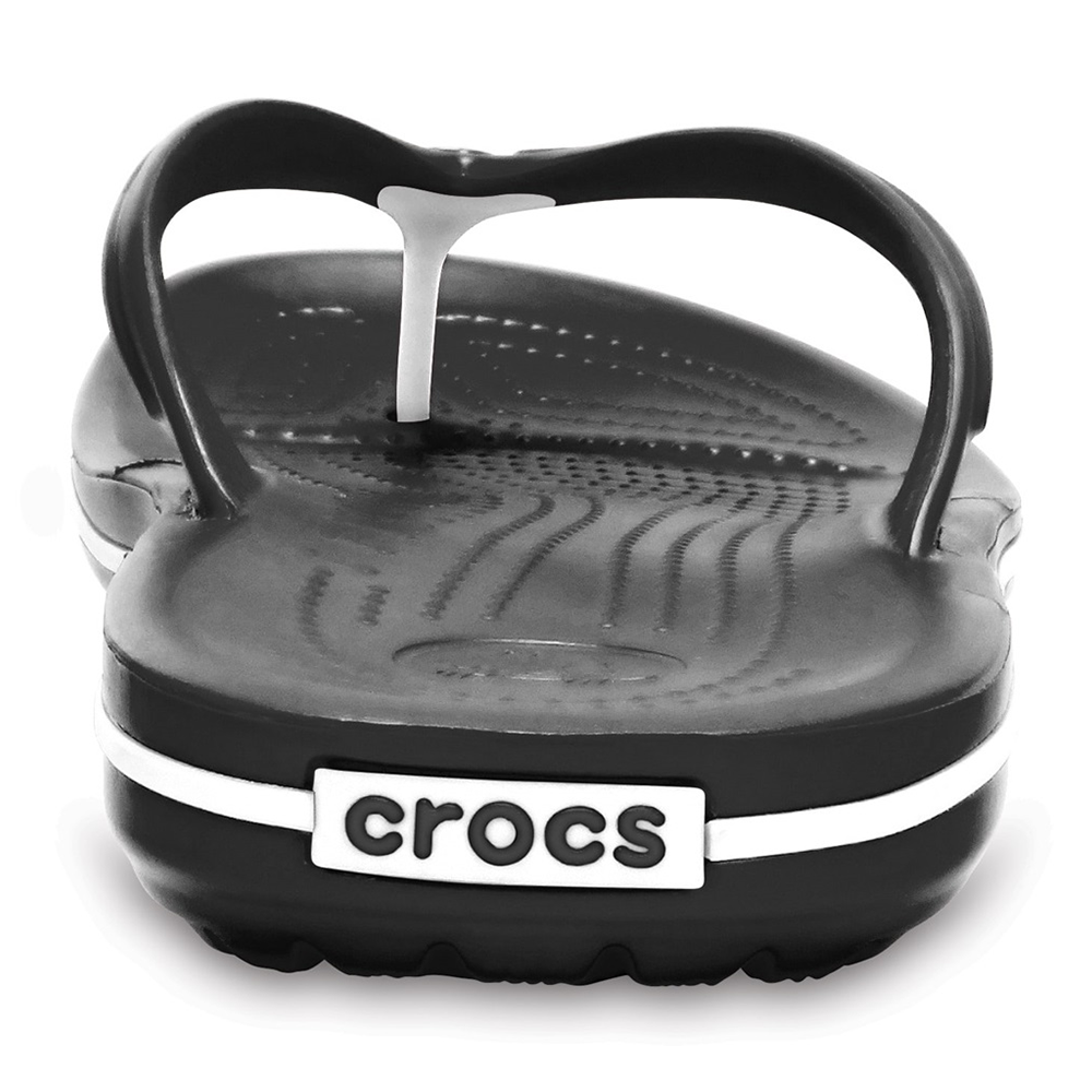 Heel view of a single Crocs Crocband flip black