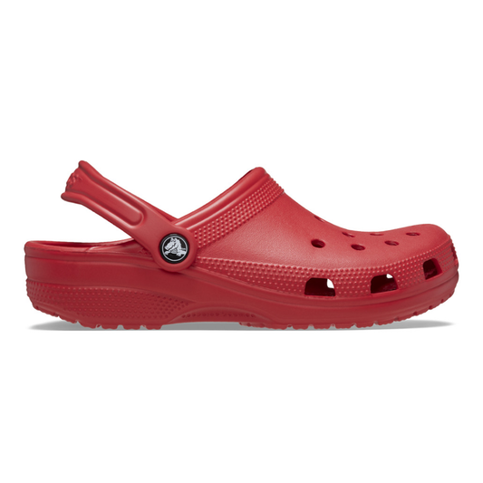 Crocs classic red clog with holes and strap in sports mode