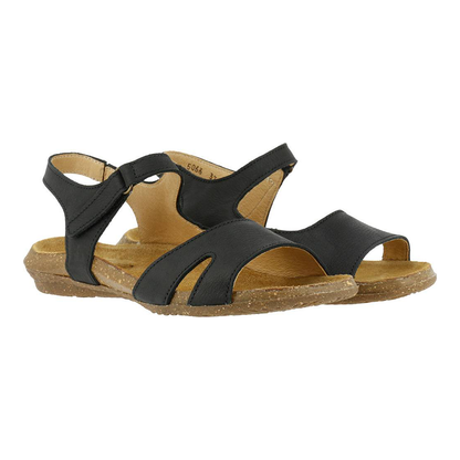 Pair of women's black leather sandals, style N5066 by El Naturalista