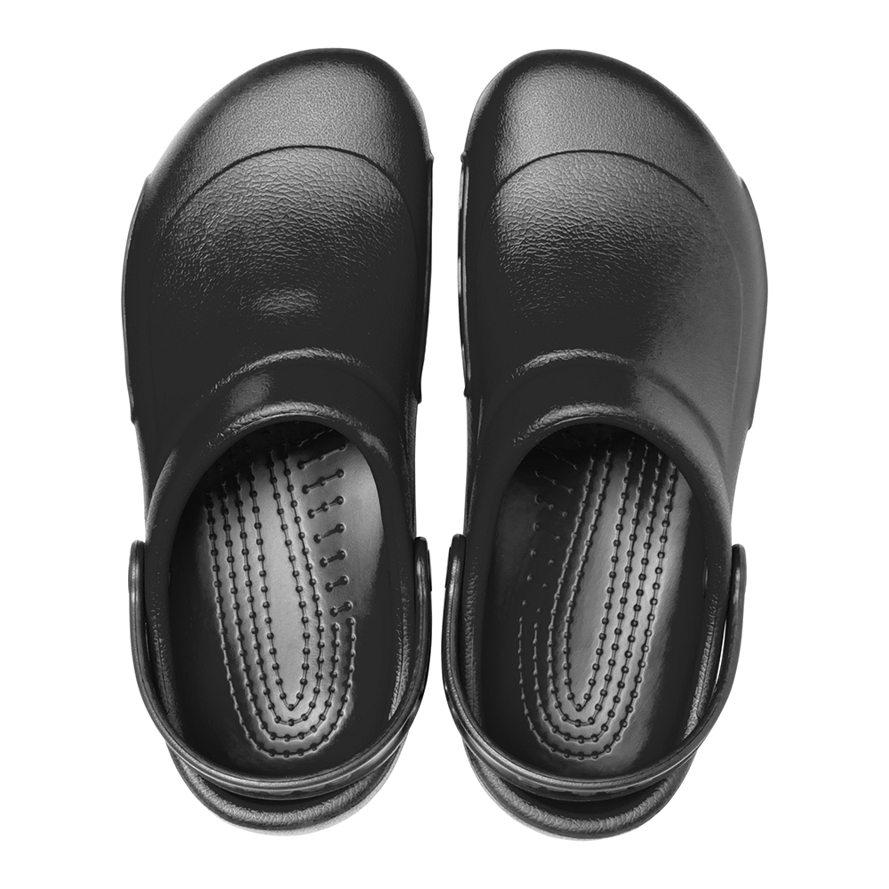 Pair of Crocs BIstro black work medical, hospitality, kitchen, chef, nurse clogs