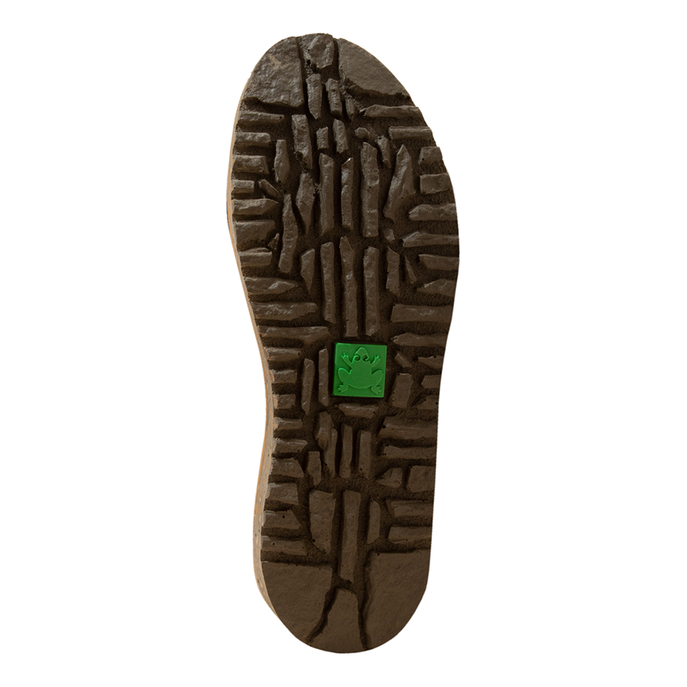 Textured shoe sole with El Naturalista green frog logo