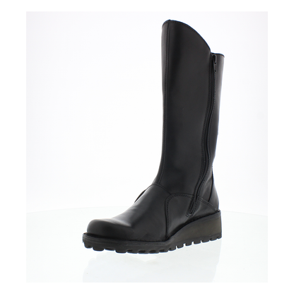 Zip up closure on the Fly London Mes black leather winter boot